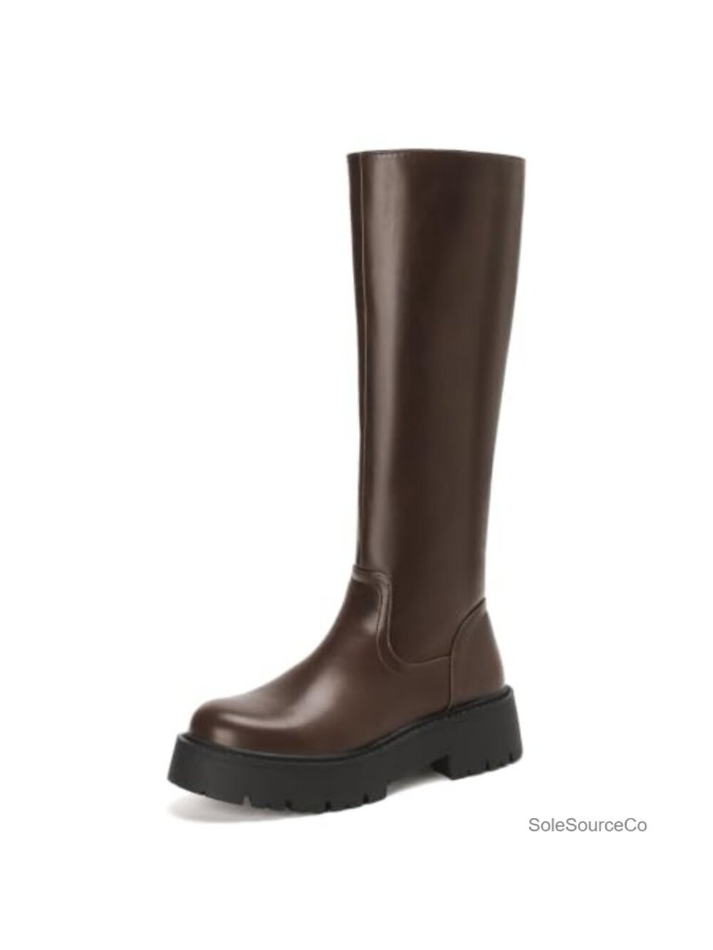 Platform Knee High Boots Chunky Lug Sole Faux Leather Riding Boots for Women